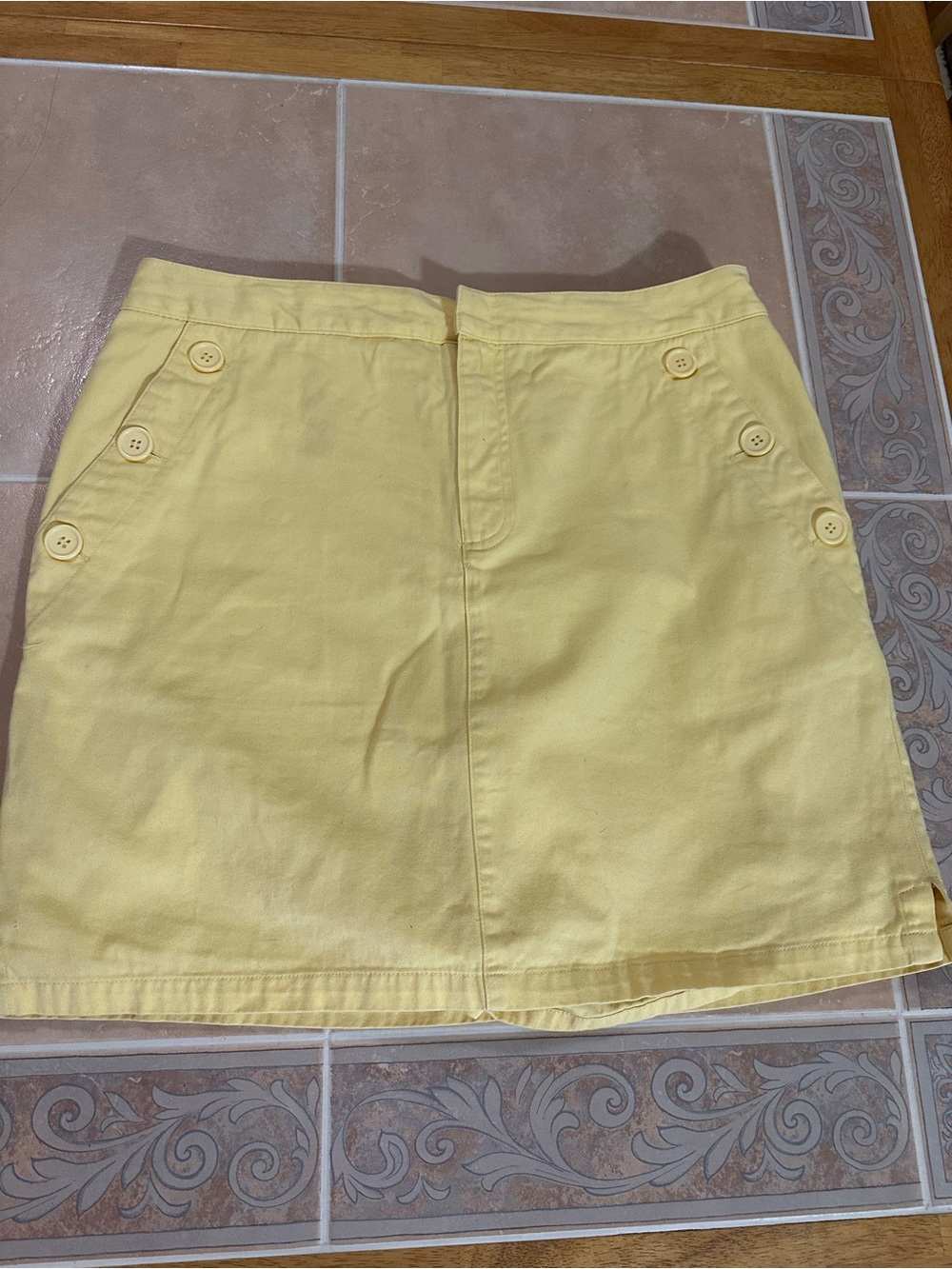 Sunny Yellow Button-Detail Mini Skirt